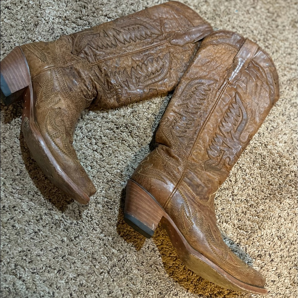 Eagle inlay tall cowboy boots